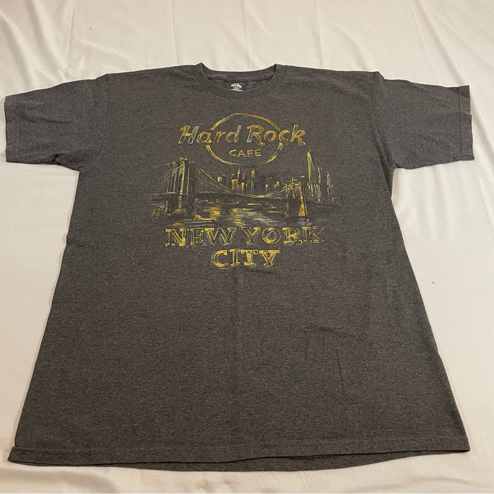 Hard Rock Cafe Charcoal Tee with Gold New York City Graphic